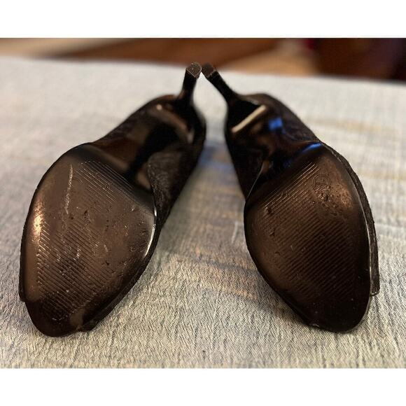 Carlos Santana Black Lace overlay peep toe heels sz 6 - Picture 5 of 5